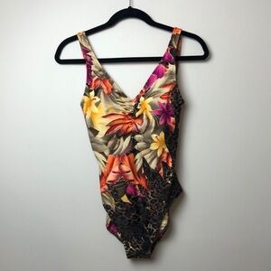 Gottex floral swimsuit with gold glitter detail